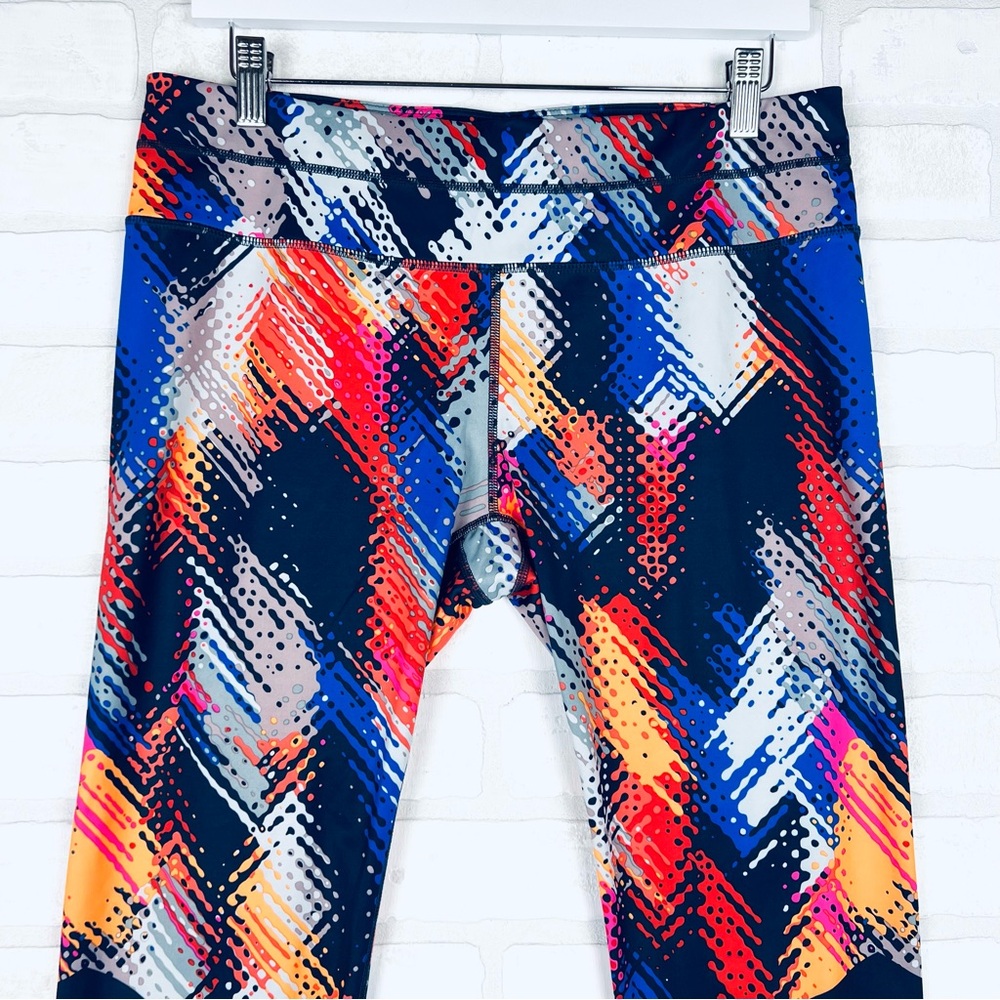 Athleta Be Free Crop Leggings Womens Multi Color Abstract Print Athletic Pants L - Picture 4 of 12